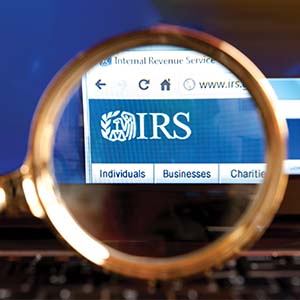 close up magnifying glass on IRS website