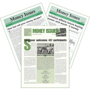 Money Issues newsletter covers