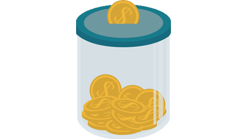 illustration of mason jar with coins