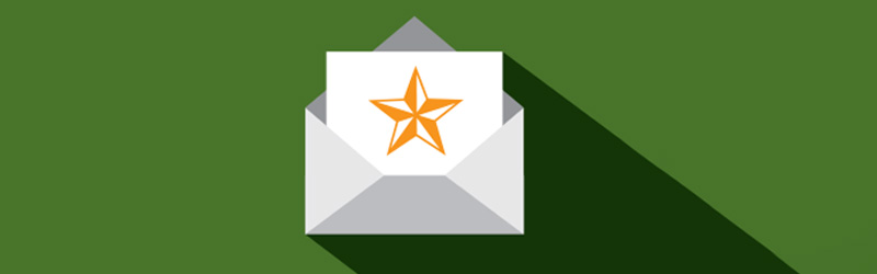 Open envelope with a star