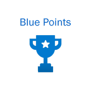 "Blue Points" text above a blue trophy illustration