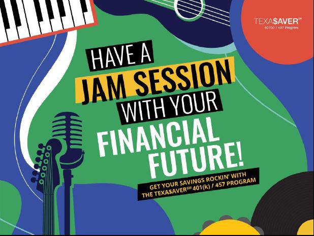 Have a jam session with your financial future! TexaSaver logo